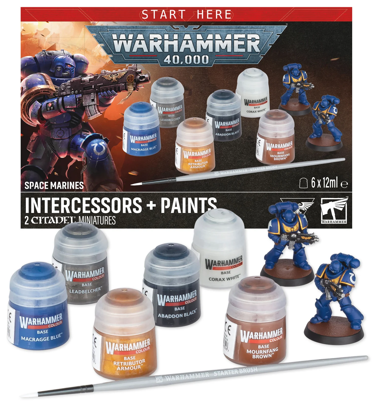 Set de Intercesores y pinturas Warhammer 40,000 con dos miniaturas y seis colores